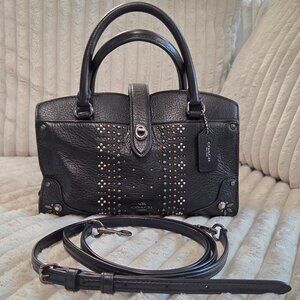 Coach Black Leather Studded Satchel Crossbody